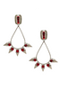 Mawi Silver Red Green Gemstone Spike Hoop Earrings