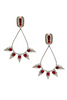 Mawi Silver Red Green Gemstone Spike Hoop Earrings