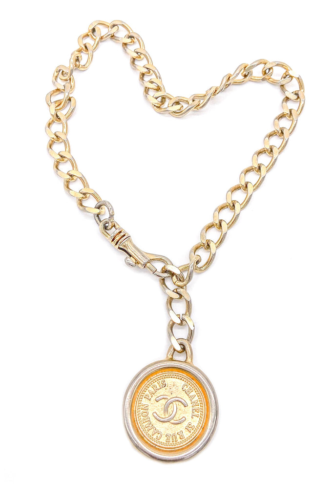 Chanel Gold Coin Chain Choker Necklace