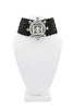 Christian Dior x Galliano Black Silver Leather Lattice Crystal Pendant Choker Necklace
