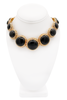 Saint Laurent Gold Black Cabochon W/ Pavé Crsytal Link Necklace