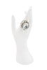 Erickson Beamon Silver Crystal Rhinestone Pearl Cluster Cocktail Ring