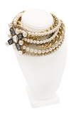 DSquared2 Gold Chain Pearl Crystal Rhinestone Cross D2 Charm Necklace