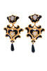 Christian Lacroix Gold Baroque Black Enamel and Diamond Earrings Eté 1994