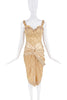 Christian Dior x Galliano Tan Nude Gold Ruched Tail Lace Dress SS2004