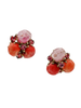 Vogue Pink Pavé Crystal Semi Precious Stone Cluster Stud Earrings