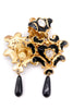 Christian Lacroix Gold Baroque Black Enamel and Diamond Earrings Eté 1994