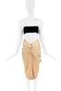 Christian Dior x Galliano Tan Nude Gold Ruched Tail Lace Dress SS2004