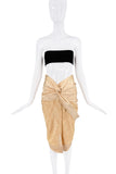 Christian Dior x Galliano Tan Nude Gold Ruched Tail Lace Dress SS2004