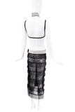 Dolce & Gabbana Black and White Crystal Lace Fringe Midi Skirt