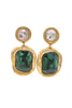 Yves Saint Laurent Gold Emerald Green Haute Costume Earrings