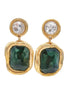 Yves Saint Laurent Gold Emerald Green Haute Costume Earrings