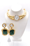 Vintage Gold Giant Square Crystal Diamond Necklace Choker