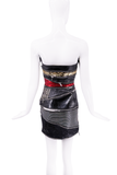 Saint Laurent Black Patchwork Tulle Zipper Strapless Mini Dress Runway FW2015