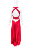 Roberto Cavalli Red Silk Sequin Corset Waist Cut Out Halter Neck Dress Gown