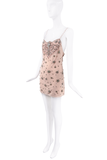 Aniye Records Pink Crystal Sequin Embellishments Micro Mini Slip Dress