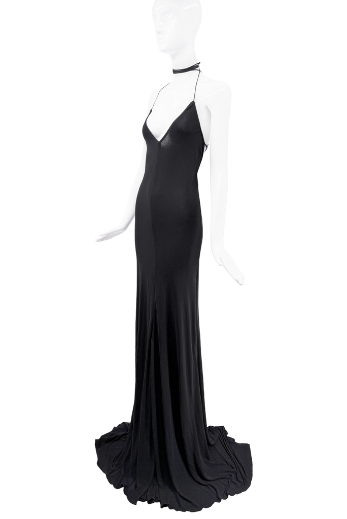 Givenchy Black Wrap Around Neck Minimal Slip Dress Gown