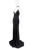 Givenchy Black Wrap Around Neck Minimal Slip Dress Gown