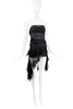 Christian Dior x Galliano Black Sheer Ruffle Strapless Asymmetric Dress Runway SS2004