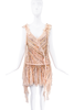 Aniye Records Beige Sequin Ruffle Drop Waist Mini Dress