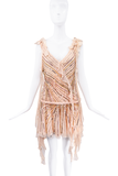 Aniye Records Beige Sequin Ruffle Drop Waist Mini Dress