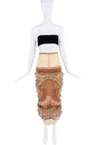 Marc Jacobs Beige Pink Frill Ruffle Sheer Lace Pattern Embellished Midi Skirt