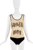Christian Dior Tan Beige Black Sheer Logo Bodysuit