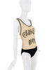 Christian Dior Tan Beige Black Sheer Logo Bodysuit