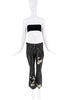 John Galliano Black Leather Floral Lace Embroidered Pants