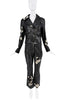 John Galliano Black Leather Floral Lace Embroidered Pants
