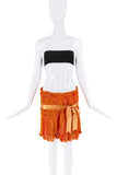 Christian Dior Orange Pleated Ruched Ruffle Bow Skirt