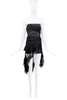 Christian Dior x Galliano Black Sheer Ruffle Strapless Asymmetric Dress Runway SS2004