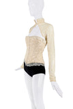 House of CB London Crème Floral Embroidered Lace Shawl Corset