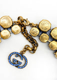Gucci Lapis Lazuli Blue Resin and Crystal Floral Necklace SS2013