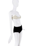 Ilkyaz Ozel White Pearl Crystal Charm Embellished Bra Top