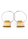 Statement Hoop Earring Set with Gold Trapezoid Detail