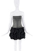 Balmain Black Crystal Ruffle Skirt Strapless Mini Dress