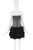 Balmain Black Crystal Ruffle Skirt Strapless Mini Dress