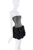 Balmain Black Crystal Ruffle Skirt Strapless Mini Dress