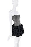 Balmain Black Crystal Ruffle Skirt Strapless Mini Dress