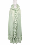 Valentino Style Vintage Donald Brooks Pastel Green Floors Length Opera Cape with Ruffle Trim