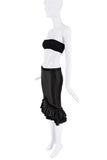 Roberto Cavalli Black Silk Satin Ruffle Mermaid Skirt