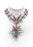 Vintage Sunburst Crystal Statement Necklace