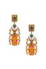 Heidi Daus Orange Multicolor Gemstone Bug Beetle Earrings