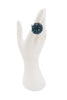 Lanvin Silver Black Blue Gemstone Cluster Orb Statement Ring