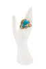 Roberto Cavalli Gold Blue Crystal Semi Precious Stone Snake Globe Ring