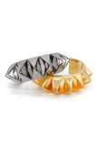 Eddie Borgo Gold & Gunmetal Silver Cut-Out Pyramid Smile Cuff Bracelet Pair