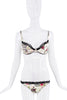 Christian Dior x Galliano White Pink Green Silk Floral Dotted Print Bra Underwear Lingerie Set SS2004