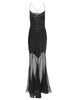 Rabanne Black Crystal Embellished Chiffon Sheer Gown