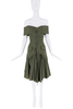 Christian Dior x Galliano Army Green Pockets Lace Off The Shoulder Dress